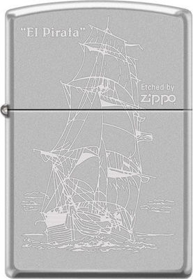 Φωτογραφία προϊόντος: Zippo Αναπτήρας Λαδιού Αντιανεμικός σε Ασημί χρώμα El Pirata