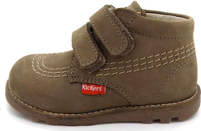Φωτογραφία προϊόντος: Kickers Suede Παιδικό Μποτάκι Ανατομικό με Σκρατς για Αγόρι Μπεζ Nonomatic