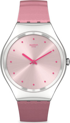 Φωτογραφία προϊόντος: Swatch Ρολόι Skin Irony με Καουτσούκ Λουράκι σε Ροζ χρώμα