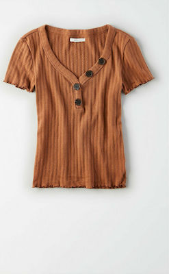 Φωτογραφία προϊόντος: AE Asymmetrical Button Henley T-Shirt - 2372-6572-200 - Καφέ