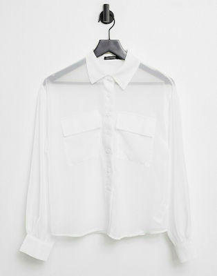 Φωτογραφία προϊόντος: I Saw It First sheer detail pocket detail utility shirt in white
