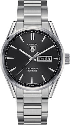 Φωτογραφία προϊόντος: TAG Heuer Ρολόι Carrera Calibre 5 Day-Date Αυτόματο με Μεταλλικό Μπρασελέ σε Ασημί χρώμα