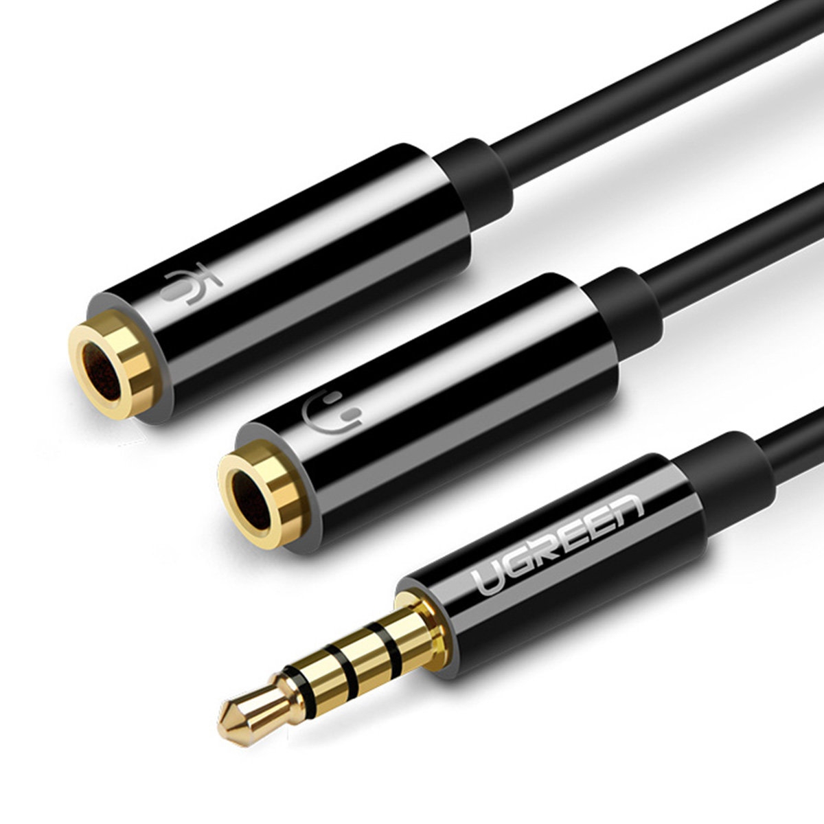 Φωτογραφία προϊόντος: Καλώδιο 3.5mm male σε Splitter 3.5mm female Μαύρο 0.2m - Ugreen