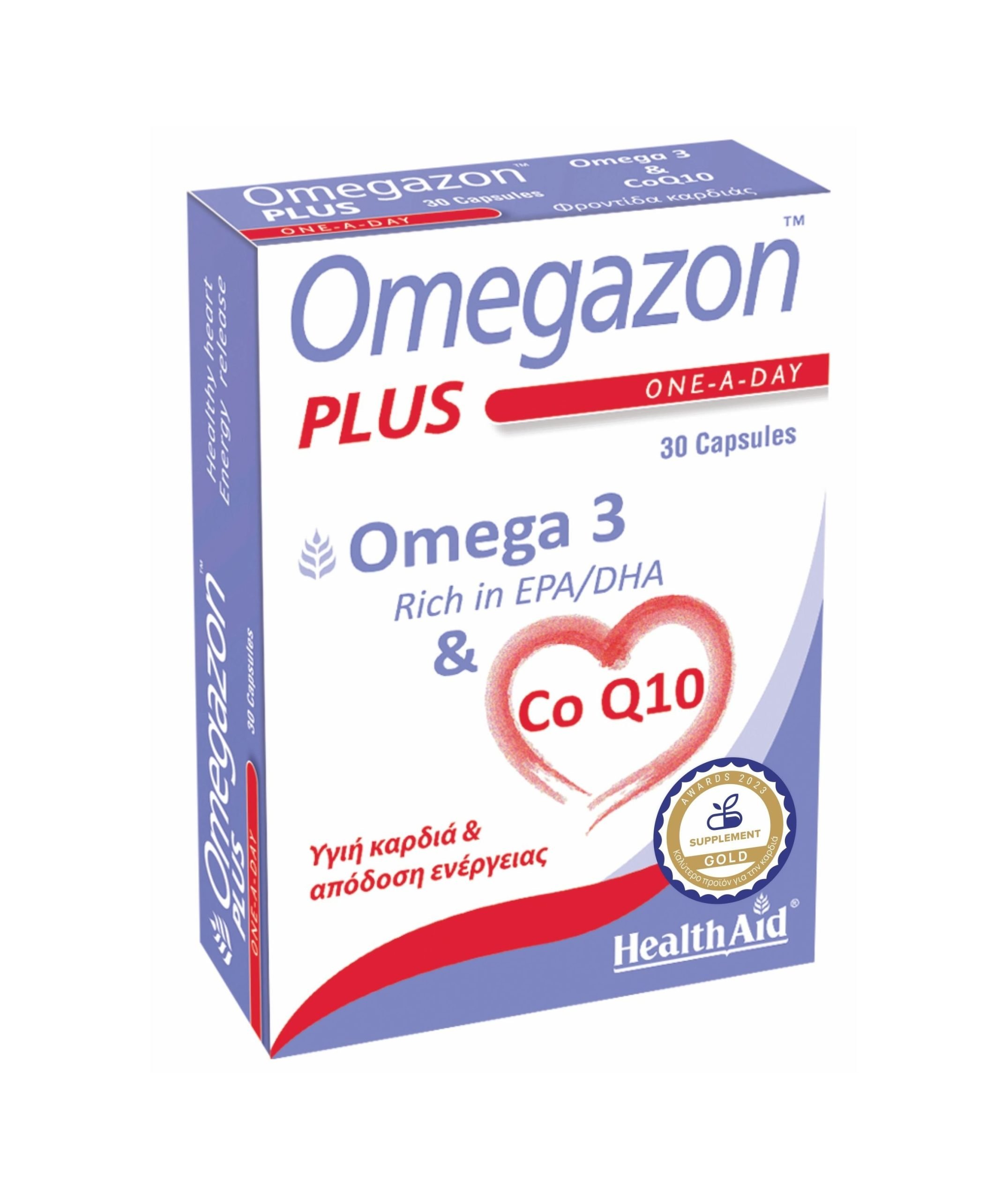Φωτογραφία προϊόντος: HEALTH AID Omegazon Plus Ω3 + CoQ10 για την Καλή Λειτουργία του Καρδιαγγειακού Συστήματος, 30caps