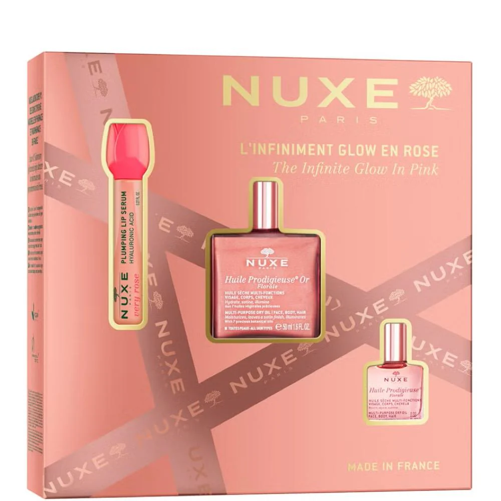 Φωτογραφία προϊόντος: Nuxe The Infinite Glow in Pink Huile Prodigieuse Or Florale 50 ml + Very Rose Lip Serum 8 ml + Huile Prodigieuse Florale 10 ml
