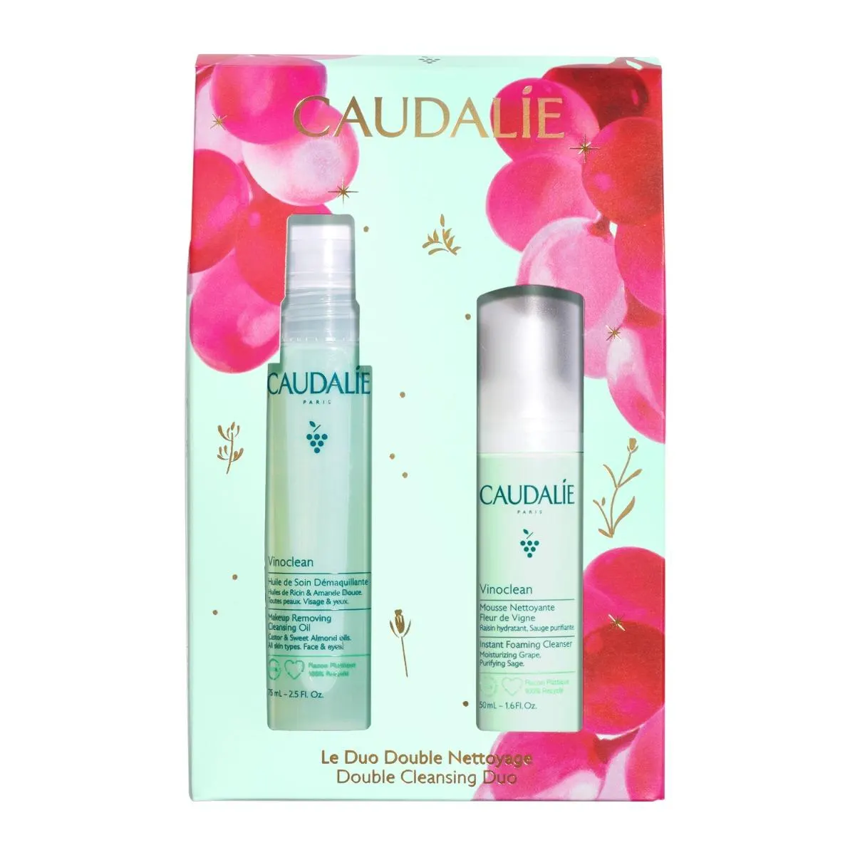Φωτογραφία προϊόντος: Caudalie Double VinoClean Double Cleansing Duo – Λάδι Ντεμακιγιάζ 75 ml + Αφρός Καθαρισμού 50 ml