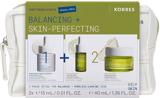 Φωτογραφία προϊόντος: Korres Santorini Grape Balancing + Perfecting Poreless Skin Cream 40ml + Velvet Skin Drink 15ml + Probiotic Super Serum 15ml