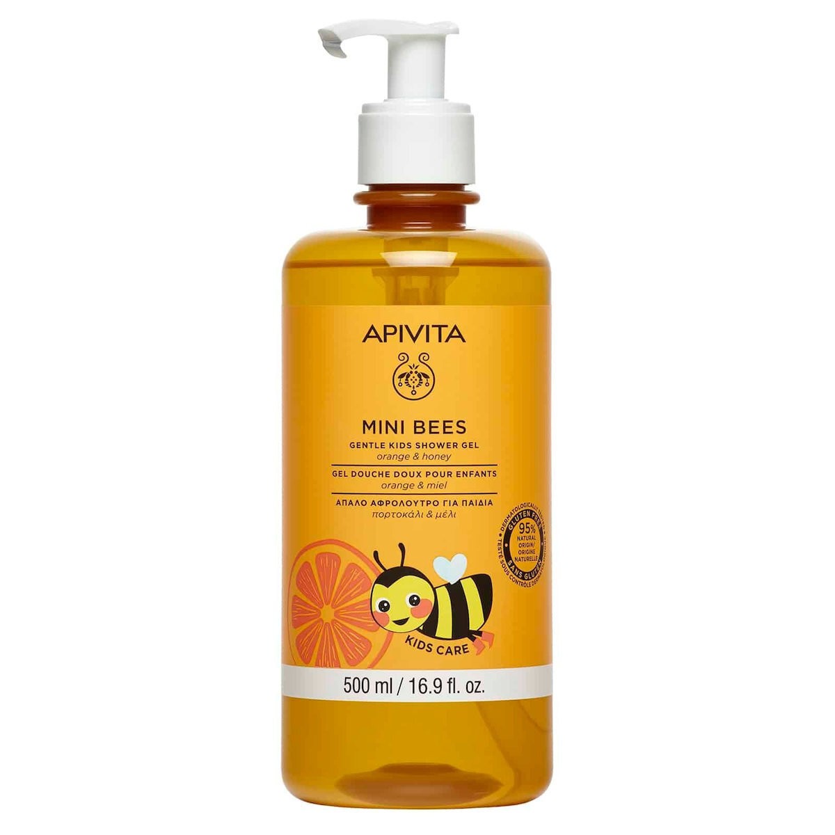 Φωτογραφία προϊόντος: Apivita Mini Bees Απαλό Αφρόλουτρο για Παιδιά Orange + Honey 500 ml