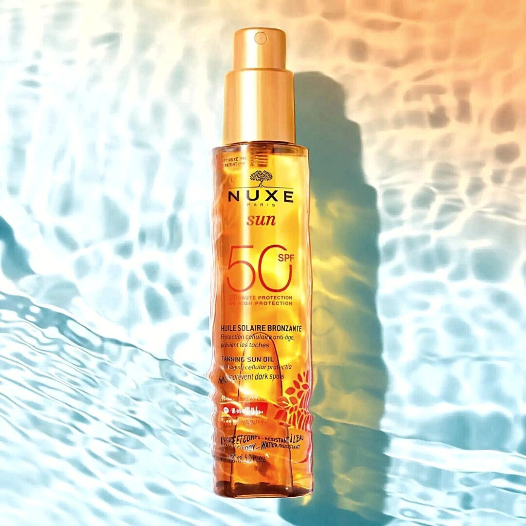 Φωτογραφία προϊόντος: Nuxe Sun Tanning Sun Oil Αντηλιακό Λάδι Μαυρίσματος Για Πρόσωπο + Σώμα SPF50 150 ml