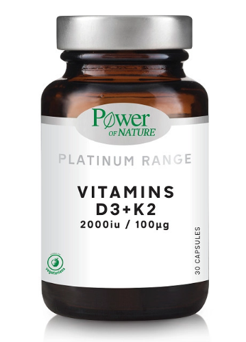 Φωτογραφία προϊόντος: Power of Nature Platinum Range Vitamins D3 2000 IU + K2 100 μg 30 κάψουλες