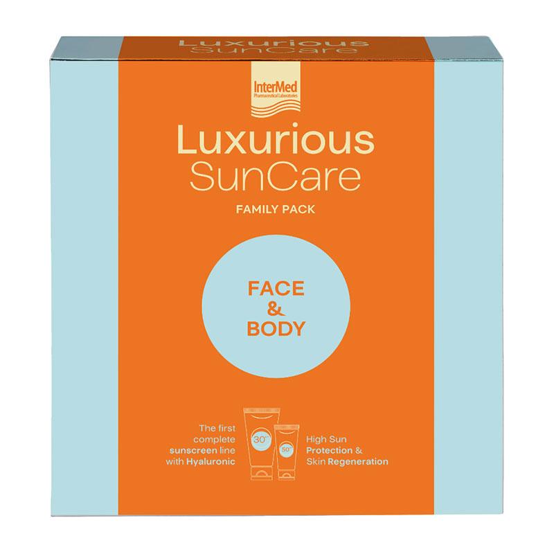Φωτογραφία προϊόντος: Intermed Luxurious Sun Care Family Pack Αντηλιακό Προσώπου SPF50 75 ml + Αντηλιακό Σώματος SPF30 200 ml