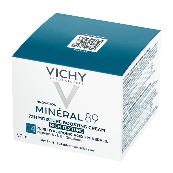 Φωτογραφία προϊόντος: Vichy Mineral 89 Moisture Boosting Cream Rich Ενυδατική Κρέμα Προσώπου Πλούσιας Υφής 50 ml