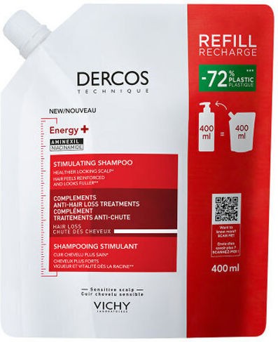 Φωτογραφία προϊόντος: Vichy Dercos Energy+ Refill Σαμπουάν κατά της Τριχόπτωσης για Όλους τους Τύπους Μαλλιών 400ml