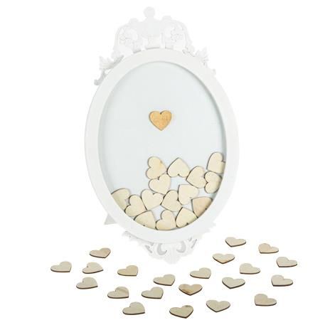 Φωτογραφία προϊόντος: Beauty Home Κάδρο Ευχών 40 x 24 cm με 40 Ξύλινες Καρδιές 3.5 cm