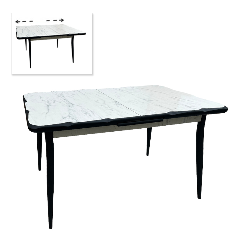 Φωτογραφία προϊόντος: Τραπέζι Karen Megapap επεκτεινόμενο χρώμα λευκό εφέ μαρμάρου - μαύρο 130/160x80x75εκ.