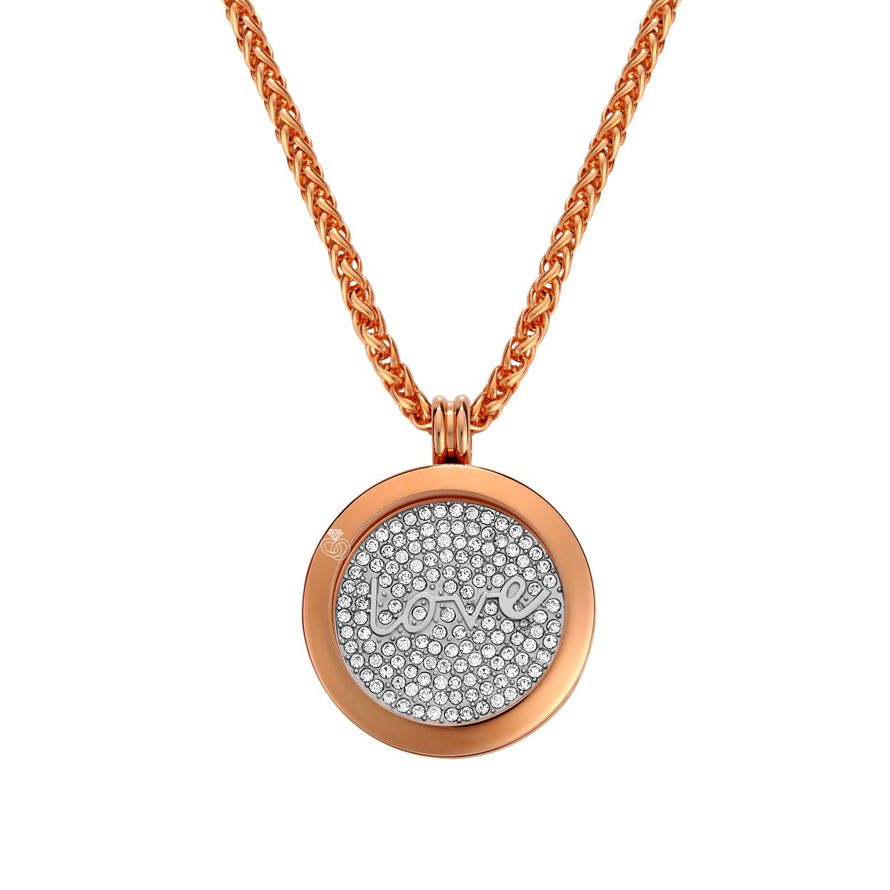 Φωτογραφία προϊόντος: Κολιέ "LOVE PAVE WHITE CRYSTALS" 25 mm insert charm σε ατσάλι 316L της LOCKITS