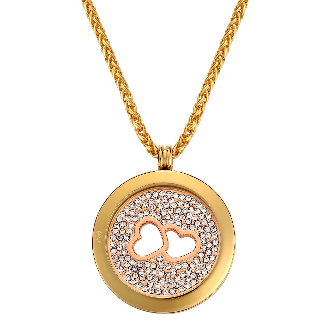 Φωτογραφία προϊόντος: Κολιέ «2 OPEN HEARTS WHITE CRYSTALS» 33 mm insert charm σε ατσάλι 316L LOCKITS (AK33P-982501688B1)