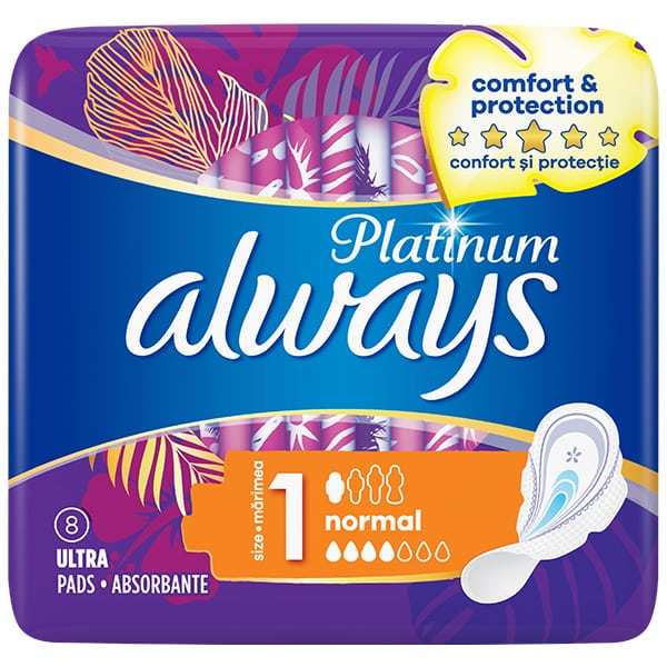 Φωτογραφία προϊόντος: ALWAYS Ultra Platinum Normal Size 1 Σερβιετάκια Με Φτερά, 8τεμ
