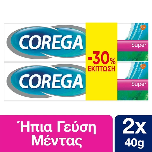 Φωτογραφία προϊόντος: COREGA Set Ultra Fresh Στερεωτική Κρέμα Οδοντοστοιχιών με Δροσερή Γεύση Μέντας &amp; Δυνατή Συγκράτηση 2x40gr Προσφορά -30%