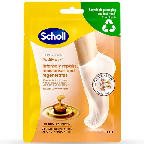 Φωτογραφία προϊόντος: Dr. Scholl's PediMask, Μάσκα Ποδιών με Μέλι Manuka, Ουρία και Βούτυρο Καριτέ, 1 ζευγάρι