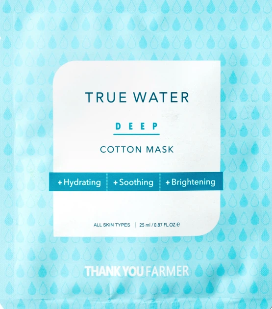 Φωτογραφία προϊόντος: THANK YOU FARMER True Water Deep Cotton Mask Ενυδατική Mάσκα Προσώπου, 25ml