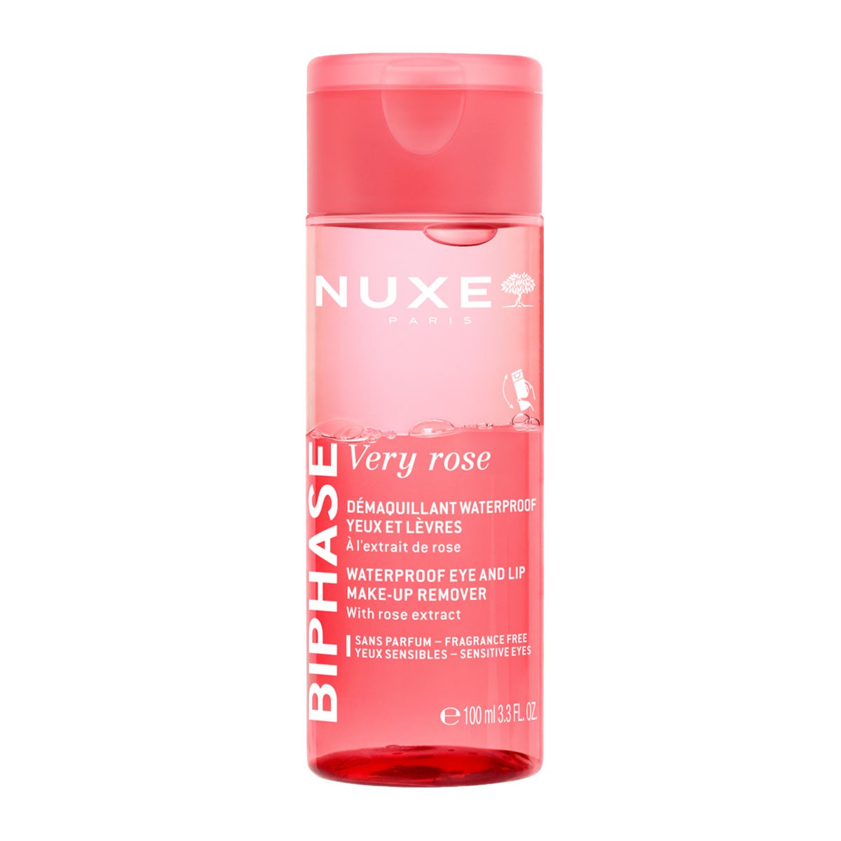 Φωτογραφία προϊόντος: NUXE Very Rose Make-Up Remover Eyes &amp; Lips Διφασικό Ντεμακιγιάζ για Μάτια &amp; Χείλη, 100ml
