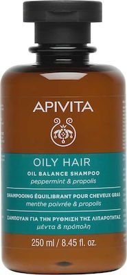 Φωτογραφία προϊόντος: APIVITA Oil Balance Shampoo Σαμπουάν Ρύθμισης της Λιπαρότητας με Μέντα &amp; Πρόπολη 250ml