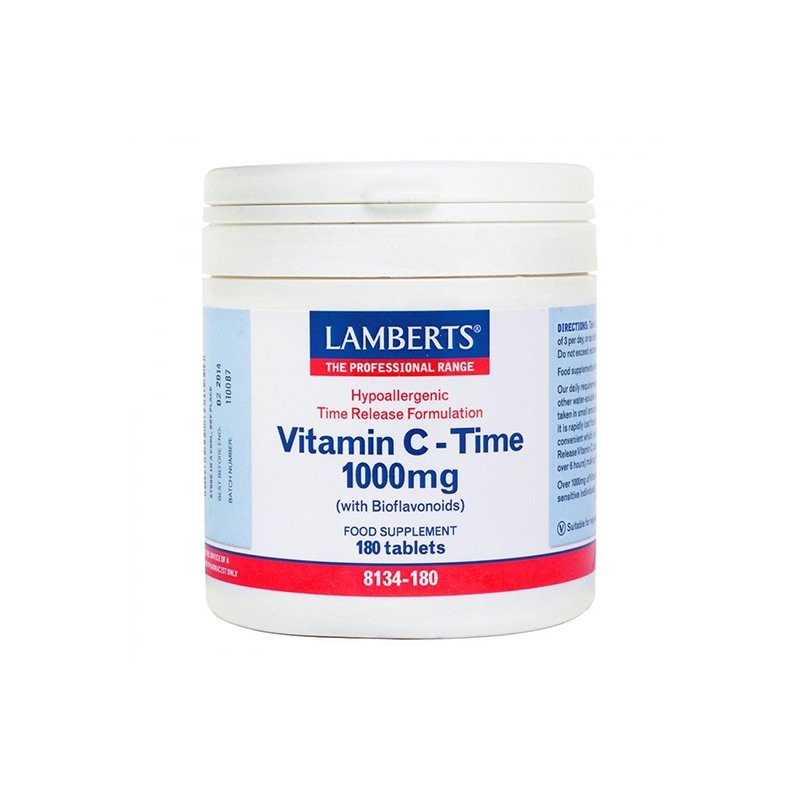Φωτογραφία προϊόντος: LAMBERTS Vitamin C Time Release 1000mg Συμπλήρωμα Διατροφής Βιταμίνη C για Τόνωση του Οργανισμού &amp; Ενίσχυση του Ανοσοποιητικού Συστήματος,180 tabs