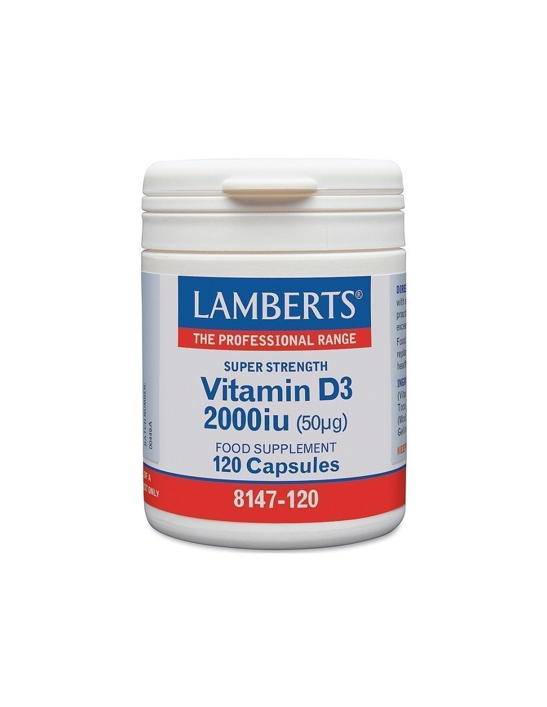 Φωτογραφία προϊόντος: LAMBERTS Vitamin D3 2000iu Συμπλήρωμα Διατροφής Βιταμίνης D, 120caps