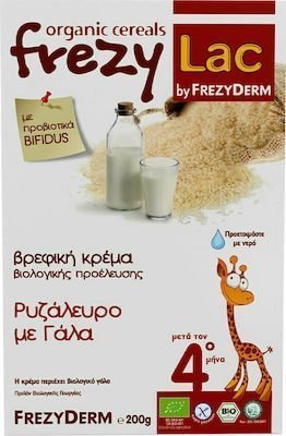 Φωτογραφία προϊόντος: FREZYDERM FREZYLAC Βιολογική Κρέμα Ρυζάλευρο με Γάλα για Βρέφη μετά τον 4ο μήνα, 200gr