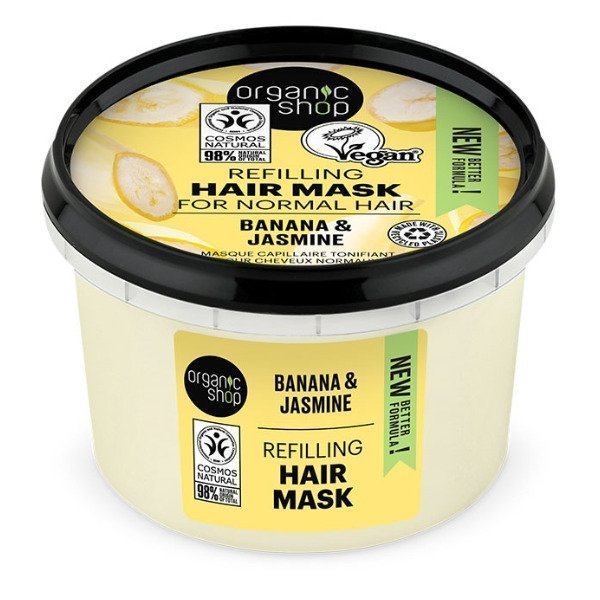 Φωτογραφία προϊόντος: ORGANIC SHOP Refilling Hair Mask Banana & Jasmine Μάσκα για Κανονικά Μαλλιά, 250ml