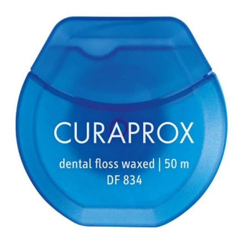 Φωτογραφία προϊόντος: Curaprox DF 834 Dental Floss Waxed Οδοντικό Νήμα Κερωμένο με Γεύση Μέντας 1x50m