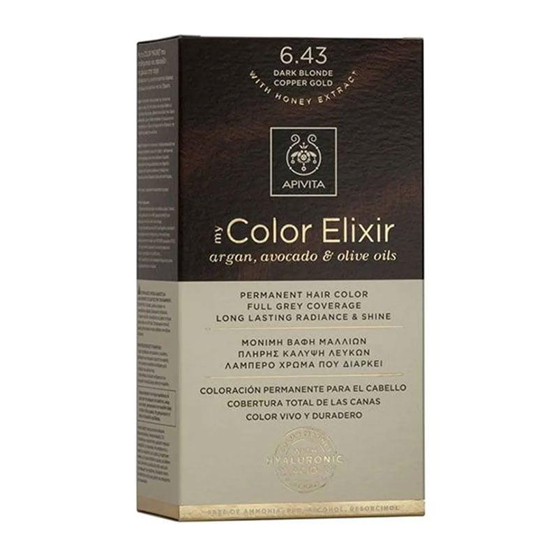 Φωτογραφία προϊόντος: APIVITA My Color Elixir Βαφή Μαλλιών με Έλαιο Ελιάς, Argan και Αβοκάντο Νο 6.43 Ξανθό Σκούρο Χάλκινο Μελί 50ml