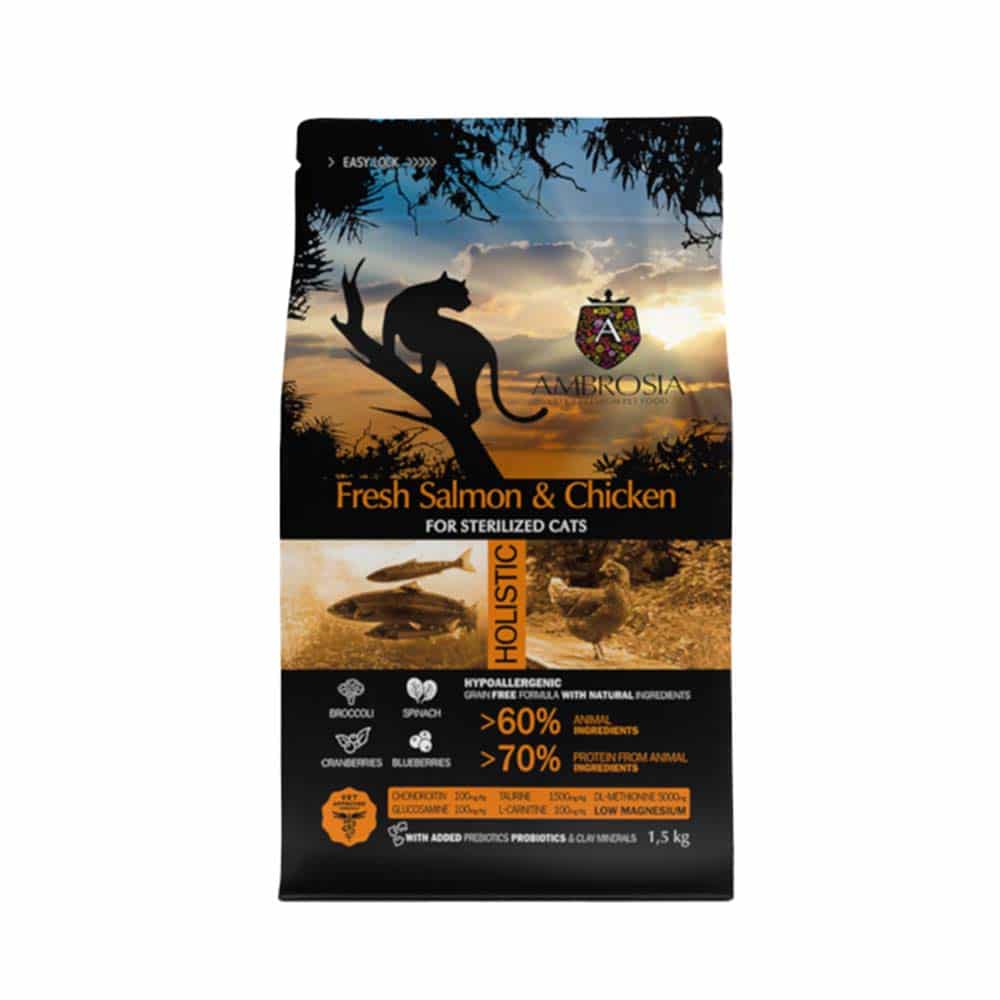 Φωτογραφία προϊόντος: Ambrosia GF Adult Sterilised Cat Σολομός & Κοτόπουλο 1,5kg