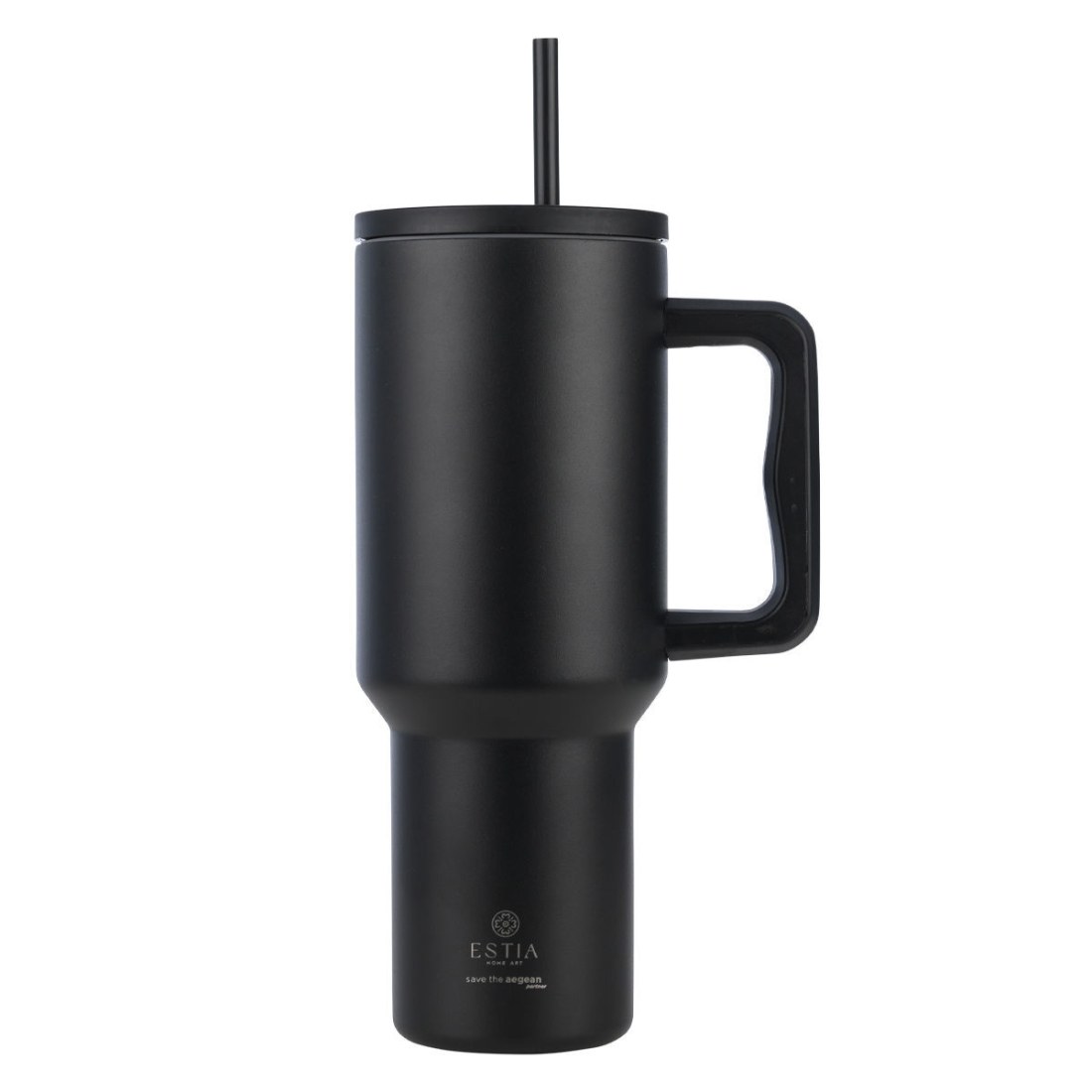 Φωτογραφία προϊόντος: ESTIA ΘΕΡΜΟΣ STRAW TUMBLER XL SAVE THE AEGEAN 1200ml MIDNIGHT BLACK