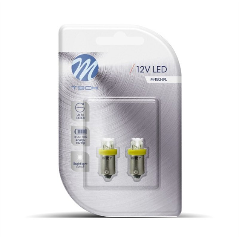 Φωτογραφία προϊόντος: T4W 12V 0,96W BA9s (ΜΙΝΙΟΝ) LED 4xLED 3mm ΚΙΤΡΙΝΟ BLISTER 2ΤΕΜ. M-TECH