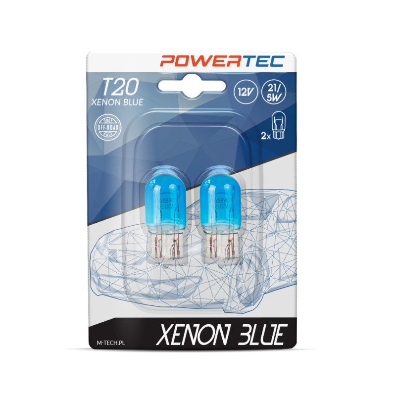 Φωτογραφία προϊόντος: W21/5W (T20) 12V POWERTEC XENON BLUE M-TECH - 2 τεμ.