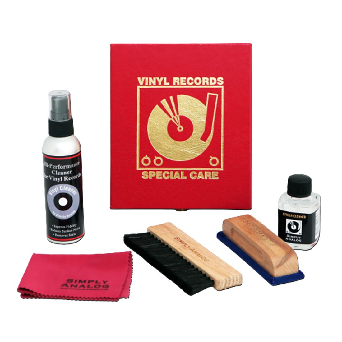 Φωτογραφία προϊόντος: Simply Analog Vinyl Record Cleaning Boxset Deluxe Edition - Red - Ολοκληρωμένο σετ καθαρισμού δίσκων