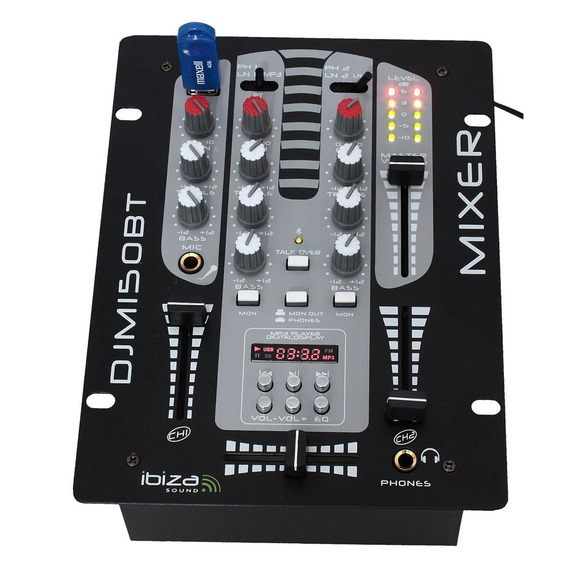Φωτογραφία προϊόντος: Ibiza DJM150USB-BT - Dj μίκτης 2 καναλιών