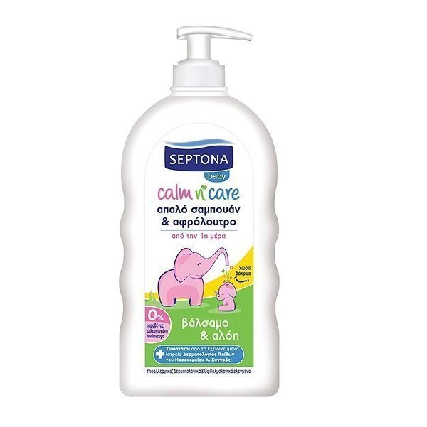Φωτογραφία προϊόντος: Septona Baby Calm N Care Απαλό Βρεφικό Σαμπουάν & Αφρόλουτρο Με Βάλσαμο & Αλόη 500ml