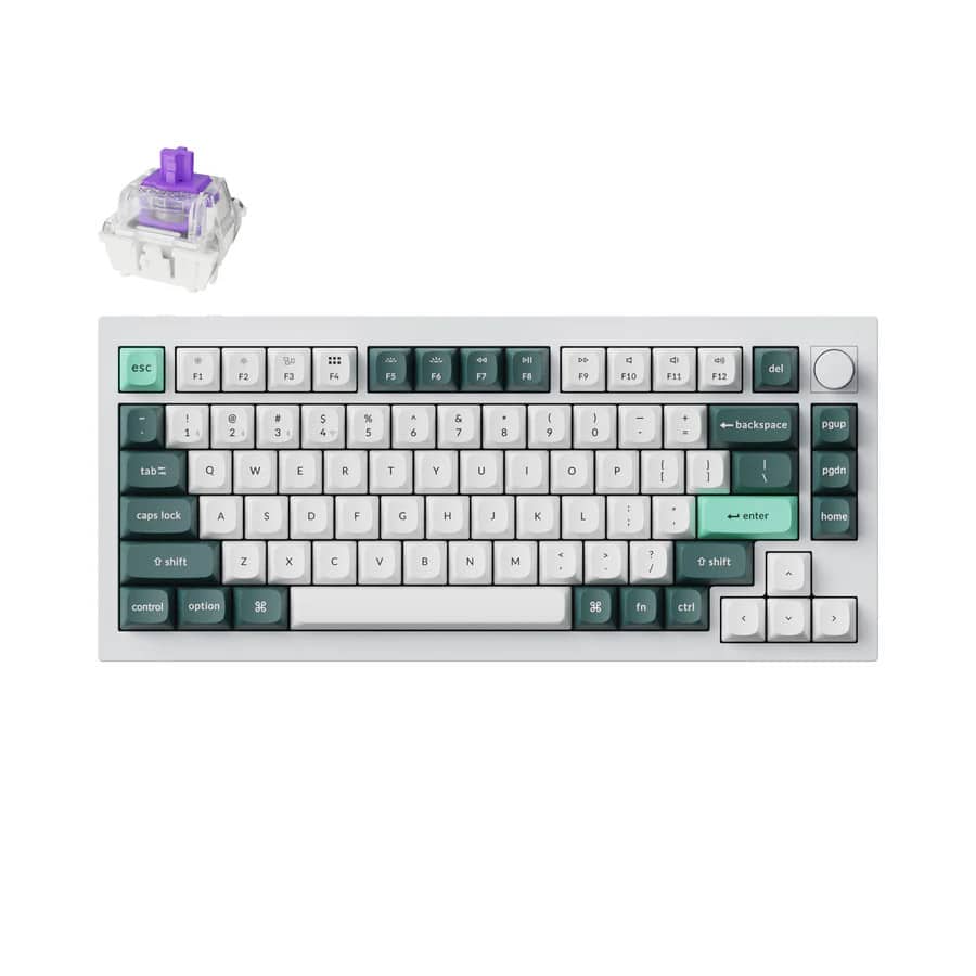 Φωτογραφία προϊόντος: Keychron Q1 HE (Q1H-P1) QMK White Wireless Custom Hall Effect Keyboard Purple Switch 75% US Layout