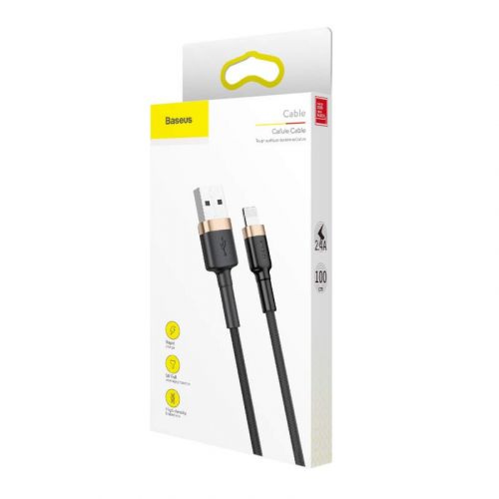 Φωτογραφία προϊόντος: Baseus Lightning Cafule Cable 2.4A 1m Gold + Black (CALKLF-BV1)