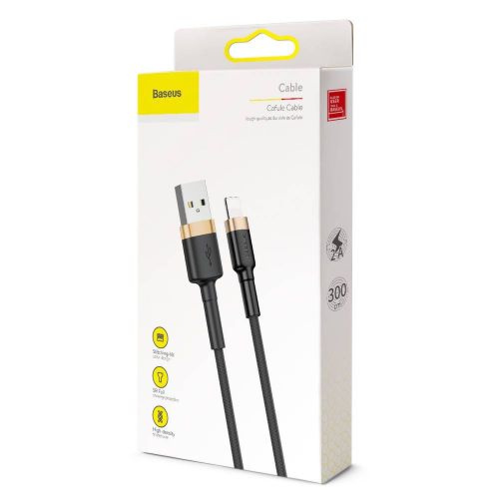 Φωτογραφία προϊόντος: Baseus Lightning Cafule Cable 2A, 3m Gold/Black (CALKLF-RV1)