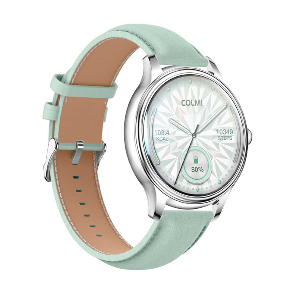 Φωτογραφία προϊόντος: Smart Watch COLMI L28 (Silver-Green + green leather strap)