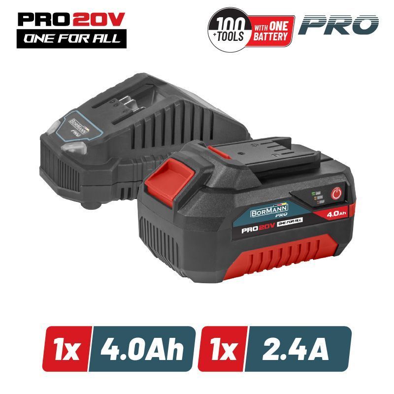 Φωτογραφία προϊόντος: BORMANN Pro BBP9940 Starter Kit 20V, Μπαταρία 4.0Ah & Φορτιστής 2.4Α