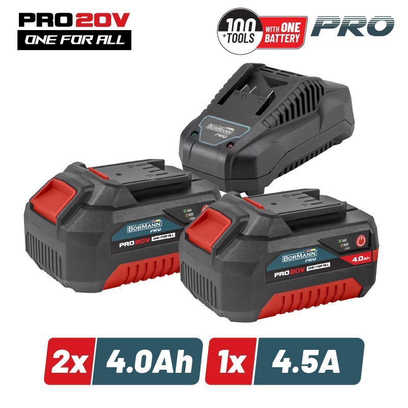 Φωτογραφία προϊόντος: BORMANN Pro BBP9944 Starter Kit 20V Μπαταρίες 2x4.0Ah & Φορτιστής 4.5Α