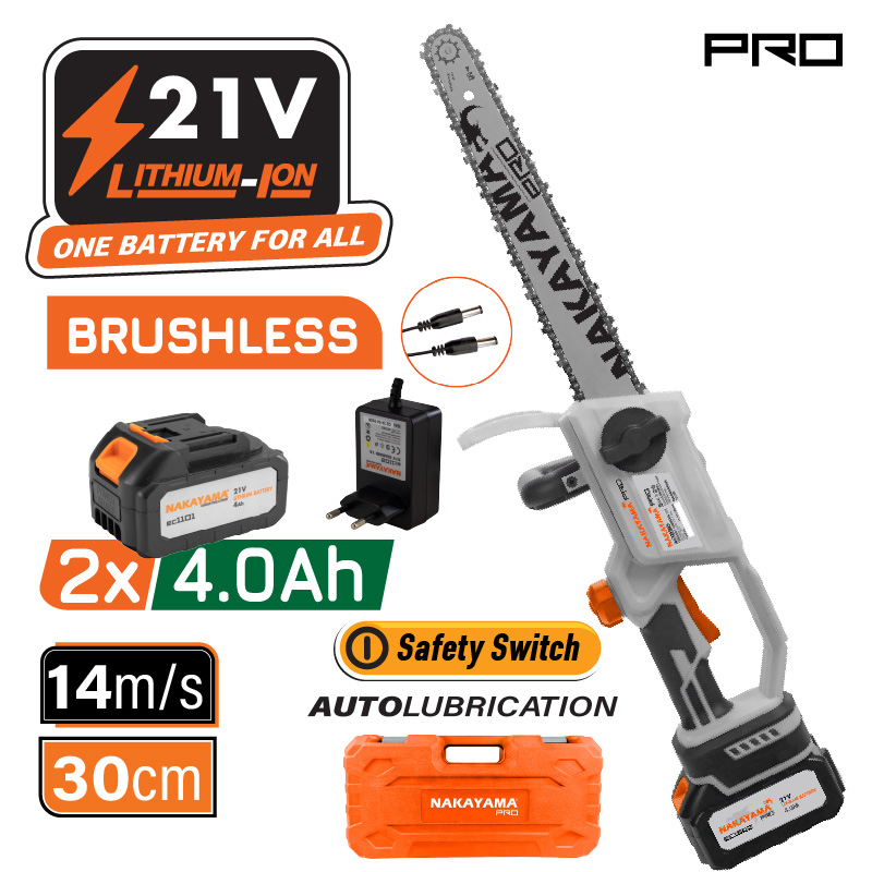 Φωτογραφία προϊόντος: NAKAYAMA Pro EC1230 Κλαδευτικό Αλυσοπρίονο Μπαταρίας 21V,Brushless,Λάμα 30cm,1.4kg
