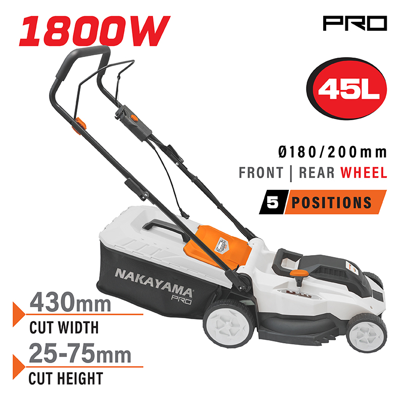 Φωτογραφία προϊόντος: Χλοοκοπτικό 1800W 43cm με κάδο 45L EM4021 NAKAYAMA NAKAYAMA