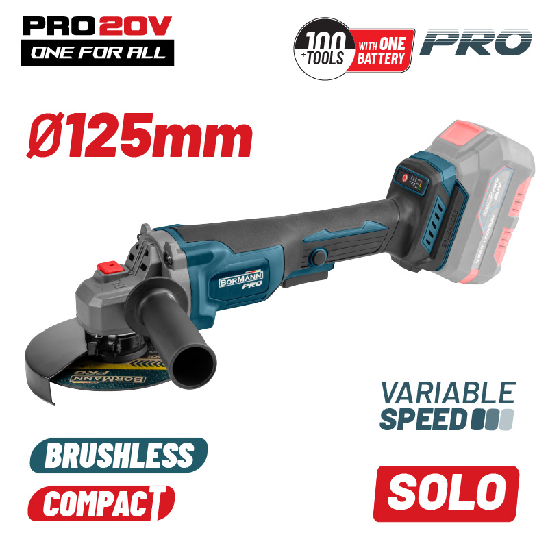 Φωτογραφία προϊόντος: BORMANN Pro BBP3650 Γωνιακός Τροχός Brushless Ρυθμιζόμενος 20V,Li-Ion, SOLO (081449) (χωρίς μπαταρία και φορτιστή)
