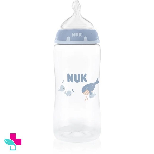 Φωτογραφία προϊόντος: Nuk Μπιμπερό Πλαστικό First Choice Plus PP με Θηλή Σιλικόνης & Ένδειξη Θερμοκρασίας Φάλαινα Μπλέ 3m+ 300ml